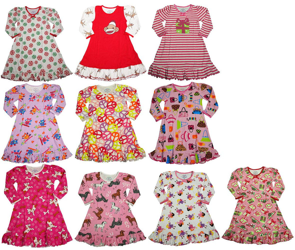 Sara's Prints Toddler Girls Long Sleeve Gown Holiday Ruffle