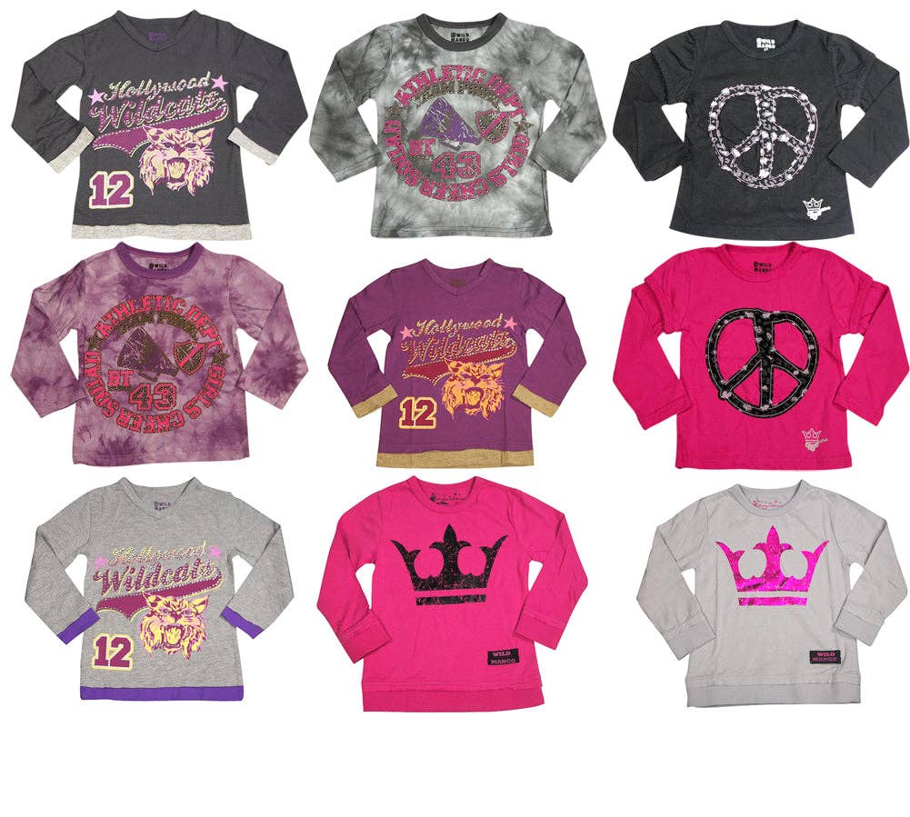 Wild Mango Toddler and Girls Long Sleeve Cotton Fashion T-Sh
