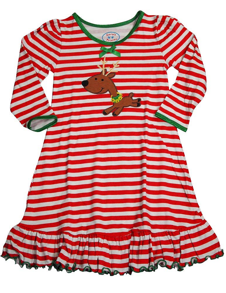 Sara's Prints Toddler Girls Long Sleeve Gown Holiday Ruffle